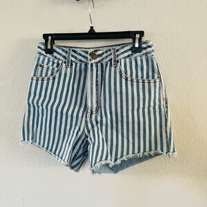 Billabong Blue and light blue Striped High-Waist Jean Shorts
